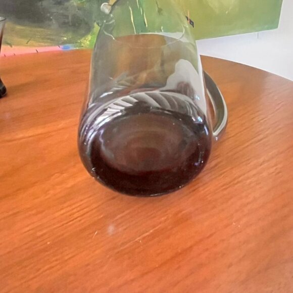 Vintage MCM Morgantown Normandie Smoke Gray Glass Cocktail Pitcher & Six Martini - Picture 7 of 9